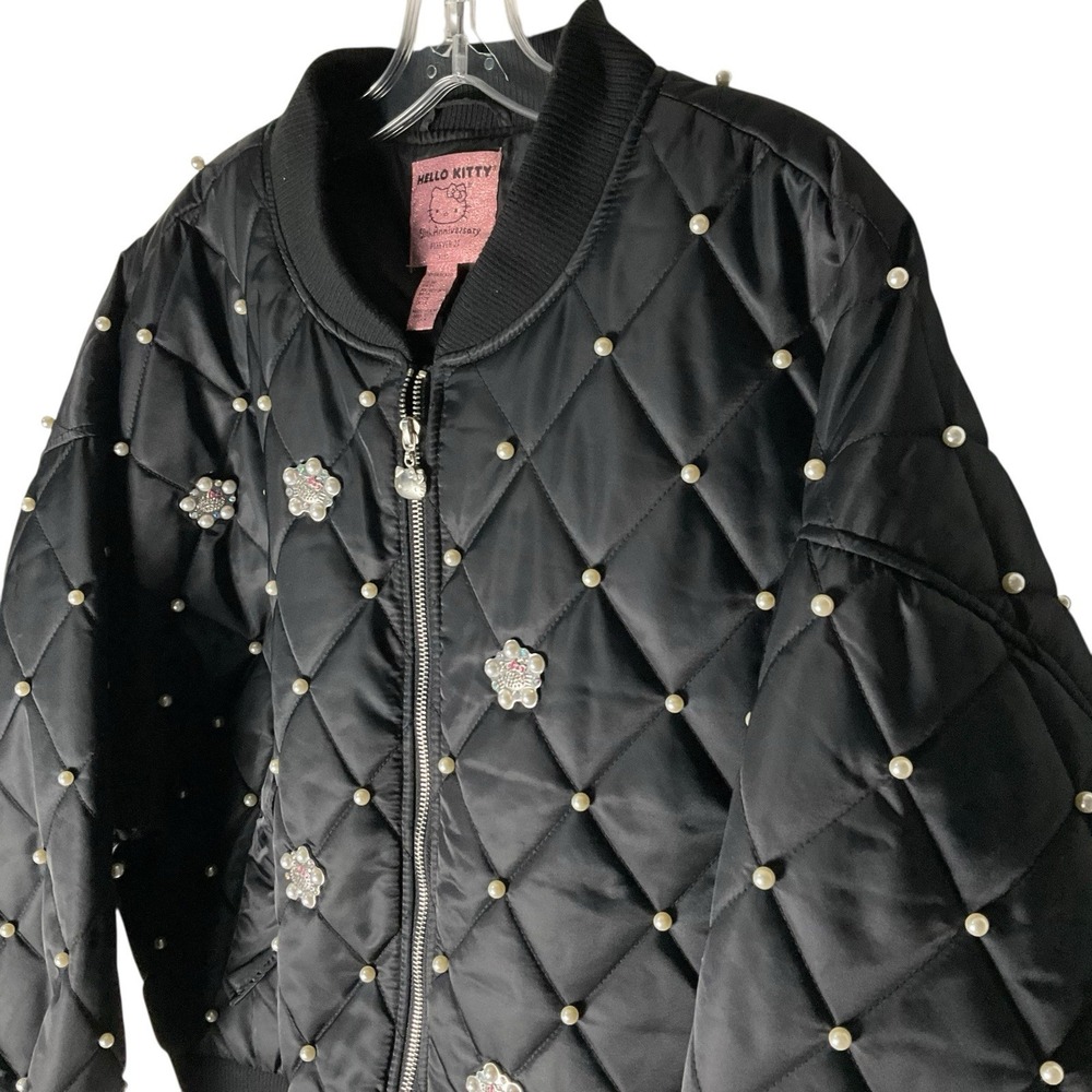 Hello Kitty 50th Anniversary Forever 21 Satin Quilted Bomber Jacket - Picture 3 of 7